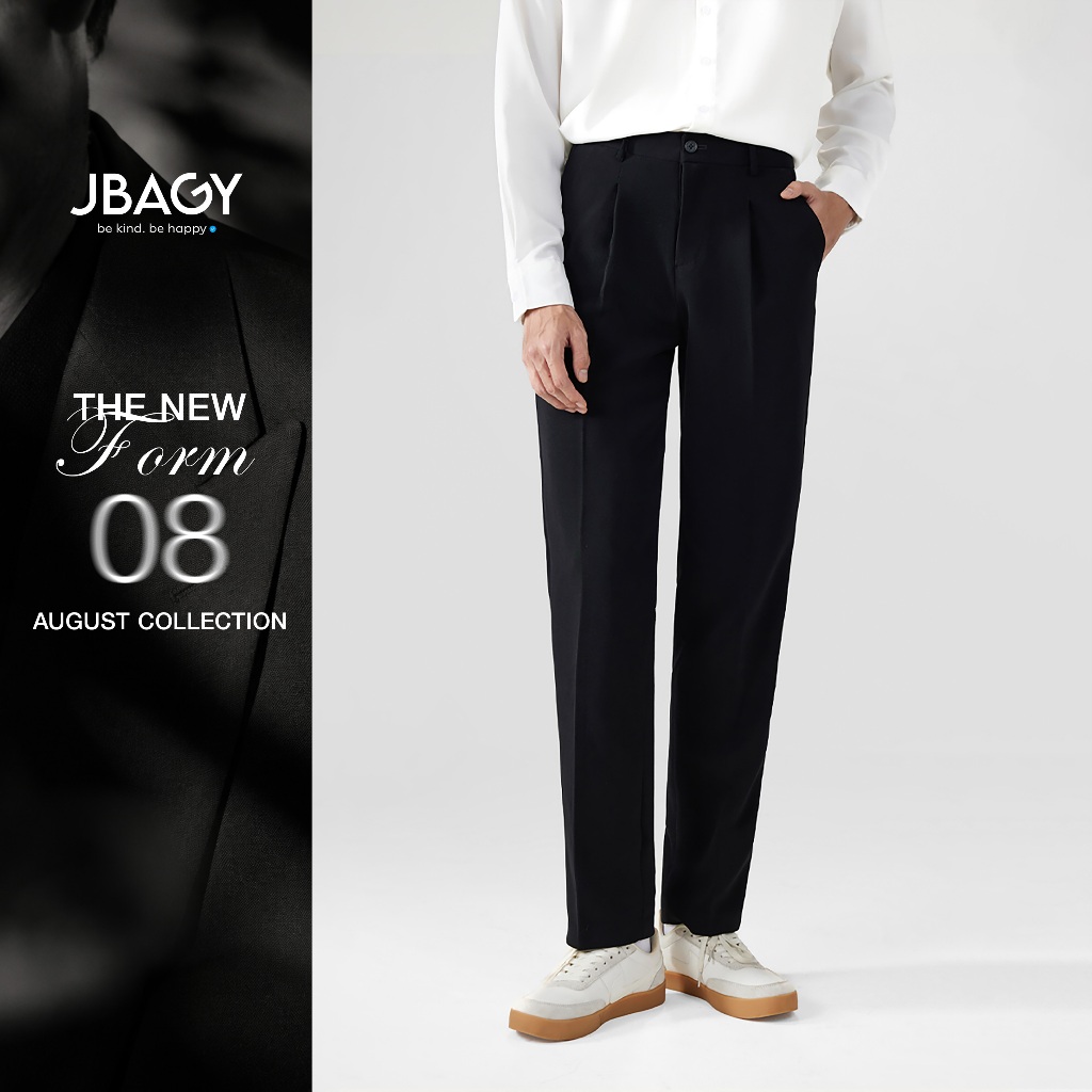 Quần tây nam hàn quốc JBAGY dáng baggy vải co giãn dày dặn dáng suông ống rộng, màu đen, kem  JA0101