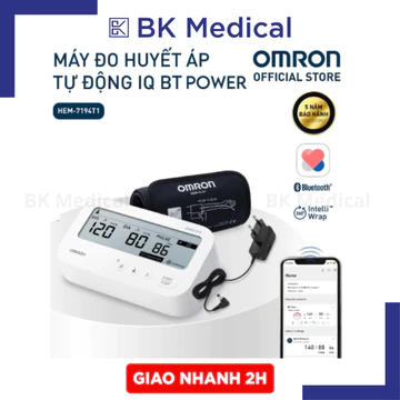 (hỏa tốc) Máy đo huyết áp bắp tay Omron IQ BT Power Hem 7194T1 Flc Afib cảnh báo đột quỵ có Adapter