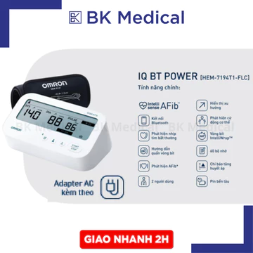 (hỏa tốc) Máy đo huyết áp Omron IQ BT HEM-7194T1 - Cảnh báo rung nhĩ, có bluetooth