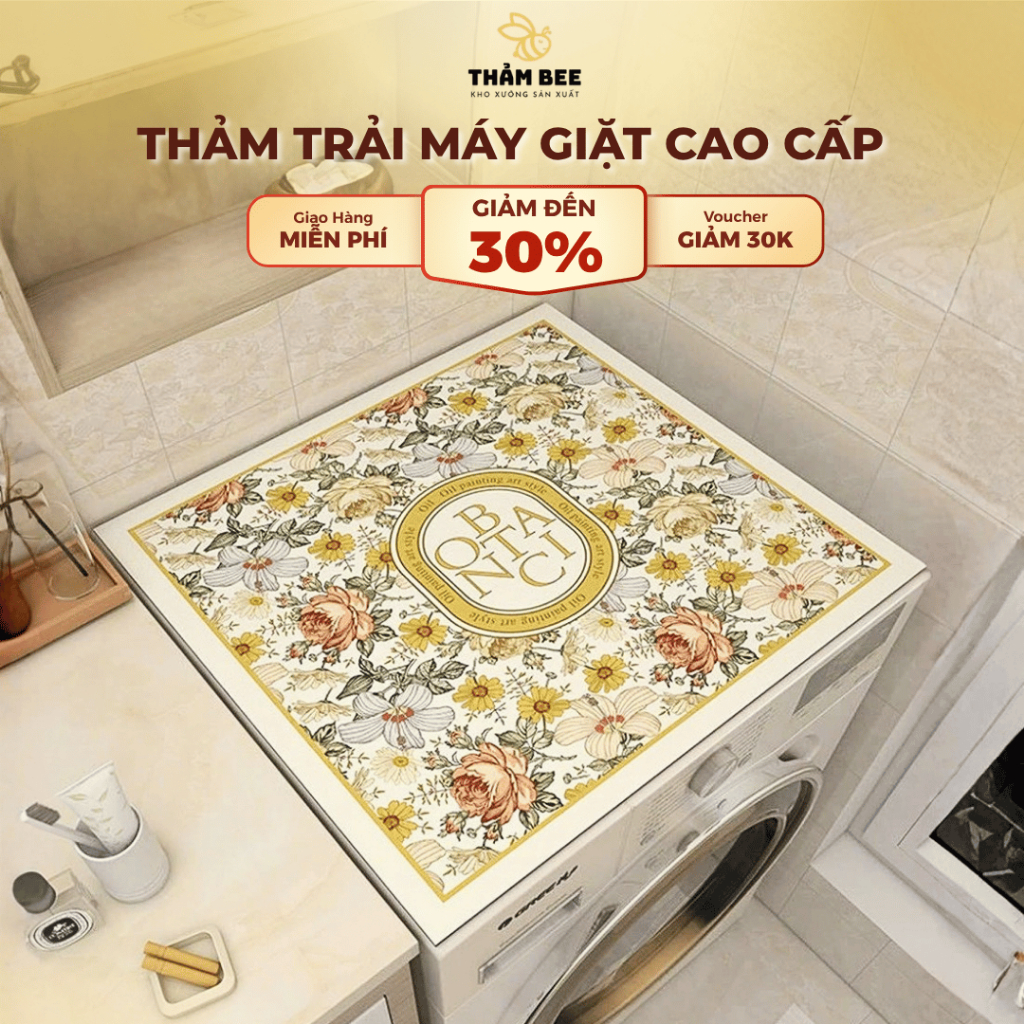 Thảm Trải Máy Giặt Silicon Cao Cấp, Trải Tủ Lạnh, Lò Vi Sóng Chống Bụi, Chống Trơn Trượt - Thảm Bee