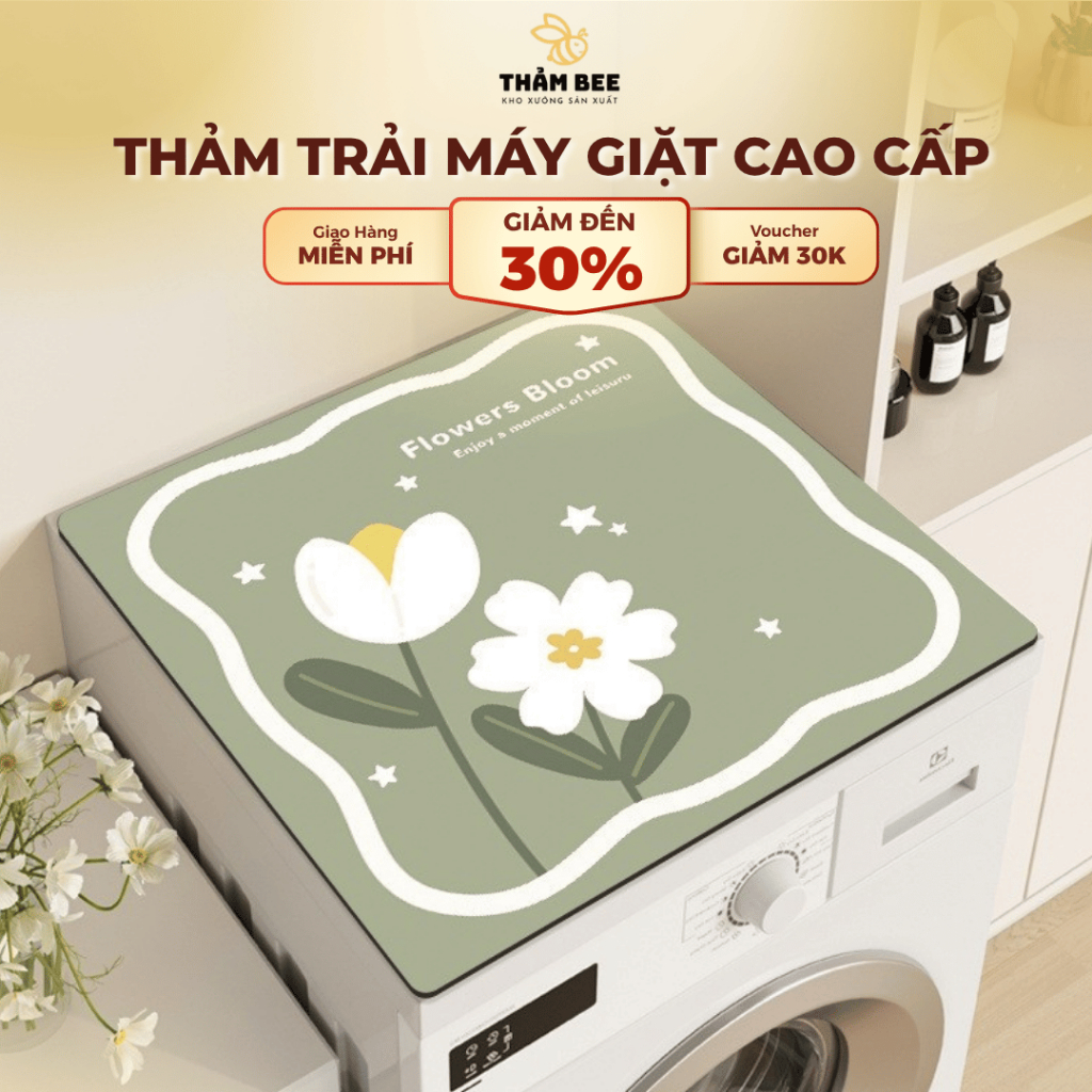 Thảm Silicon Dễ Thương Trải Máy Giặt, Tủ Lạnh, Lò Vi Sóng Chống Bụi, Chống Trơn Trượt - Thảm Bee
