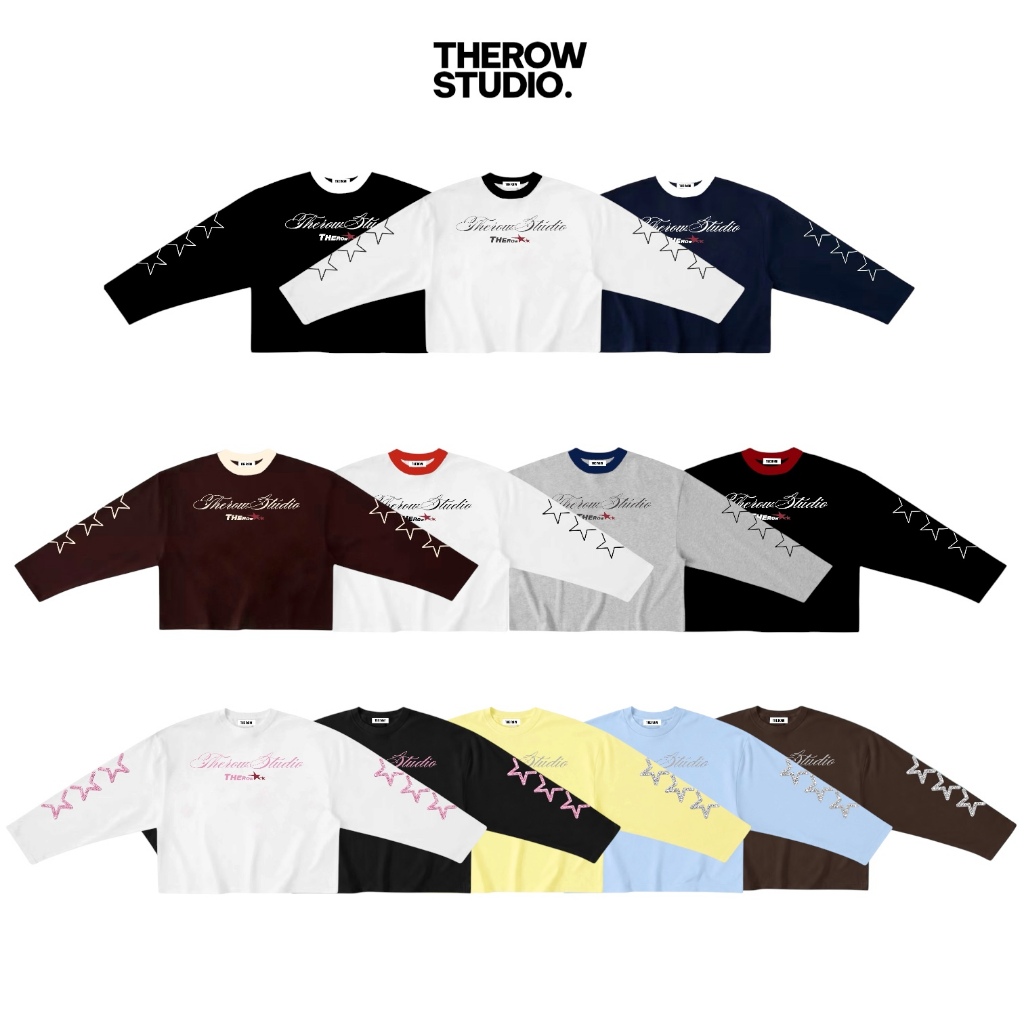 [Ver6] THEROW Áo Thun Tay Dài Long Sleeve Boxy 250gsm Form Rộng Cổ Tròn "STAR" Unisex Nam Nữ Phong Cách Basic Thoải Mái | BigBuy360 - bigbuy360.vn