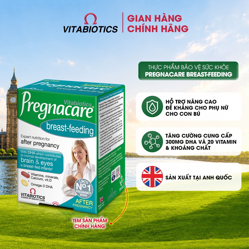 TPBVSK Vitabiotics PREGNACARE Breast-feeding Bổ Sung Axit Folic, Sắt, Canxi, DHA, Dành Cho Phụ Nữ Sau Sinh, 84 Viên