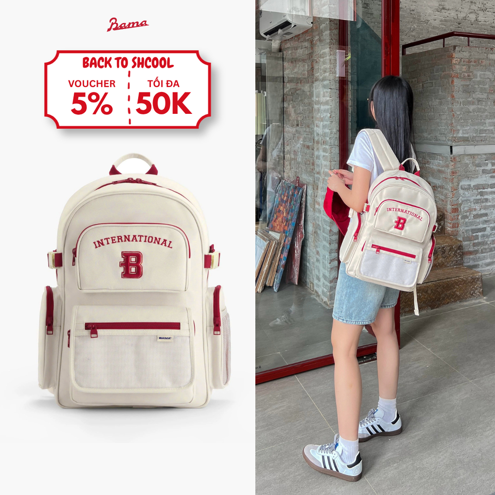 Balo nam nữ đi học đi làm BAMA Border Backpack cặp chống nước nhiều ngăn đựng laptop 13 14 15.6 inch