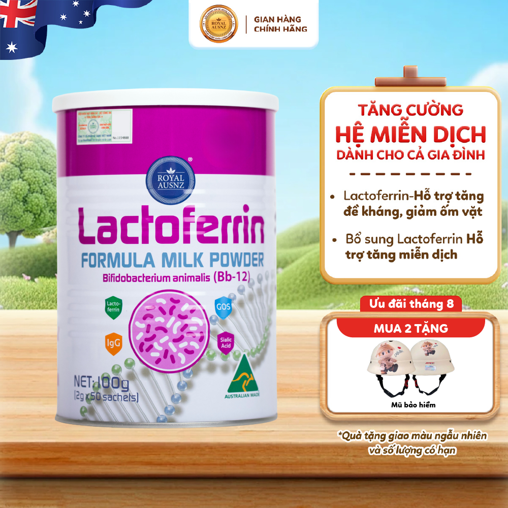 Lactoferrin Hoàng Gia ROYAL AUSNZ Lactoferrin Hồng Bb12, Hỗ Trợ Tăng Đề Kháng, Miễn Dịch Cho Bé Hộp 100g