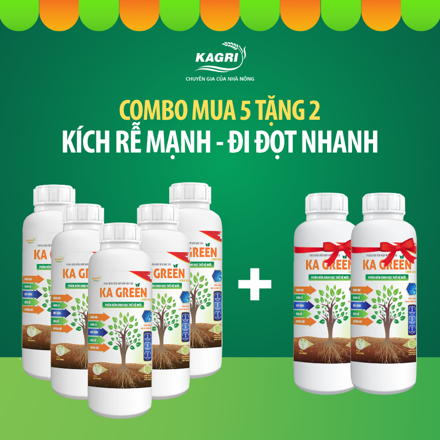 [Mua 5 tặng 2] 7 Chai Phân Bón Sinh Học KA GREEN LIQUID GEL Lỏng Chai 1L - Kích Rễ, Bung Đọt, Bón Lá