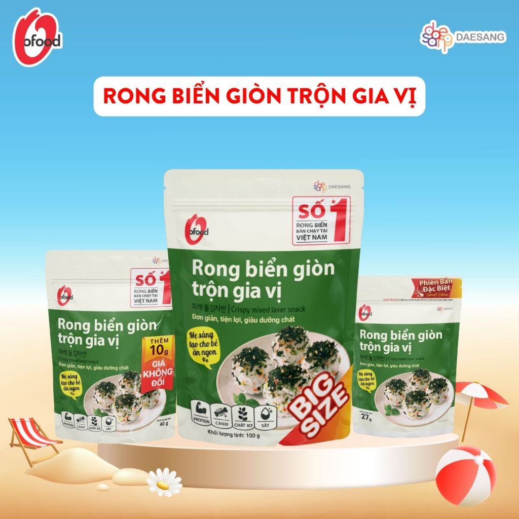 Rong biển giòn trộn gia vị O’food – Vị ngọt vừa ăn, trộn cơm cháo tiện lợi, ngon miệng, đồ ăn vặt ngon