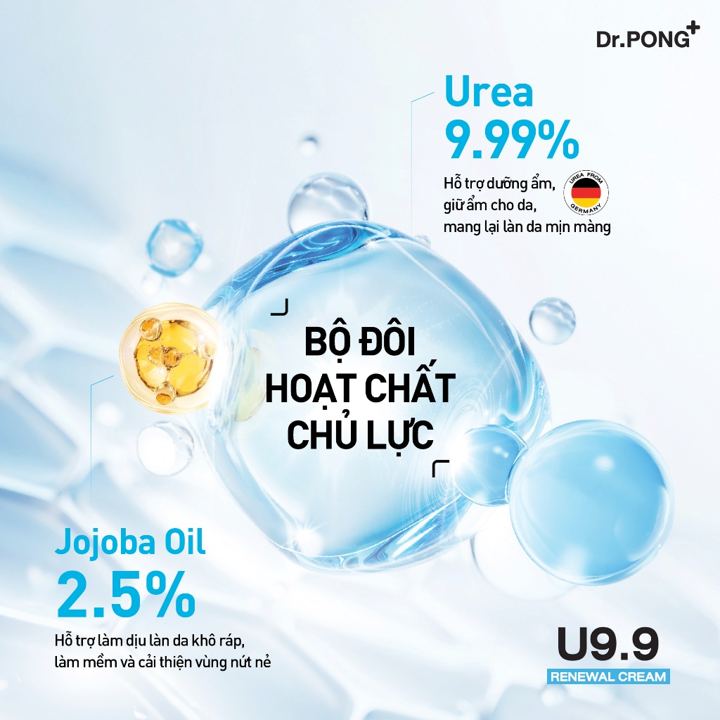 Kem dưỡng hỗ trợ giảm thô ráp, nứt nẻ và dưỡng ẩm cho da Dr.PONG U9.9 RENEWAL CREAM | BigBuy360 - bigbuy360.vn