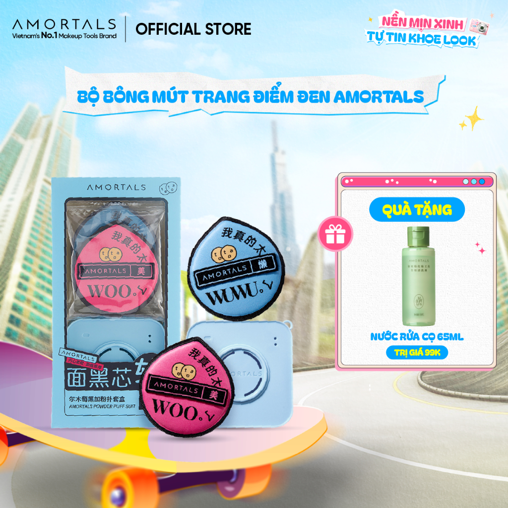 Bông Mút Trang Điểm Đen Cao Cấp Amortals, Hạn Chế Hút Nền, Mút To Và Dày, Độ Đàn Hồi Cao Giúp Lớp Nền Mịn