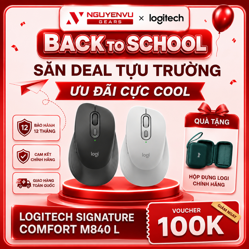 [Full VAT] Chuột không dây LOGITECH Signature Comfort M840L (Bluetooth/4000 DPI) - BH 12 THÁNG