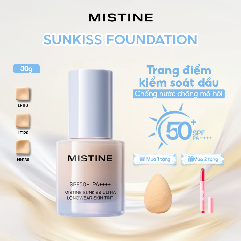 Kem nền chống nắng lâu trôi MISTINE Kem nền chống nắng SPF50 + PA + + + + 30g