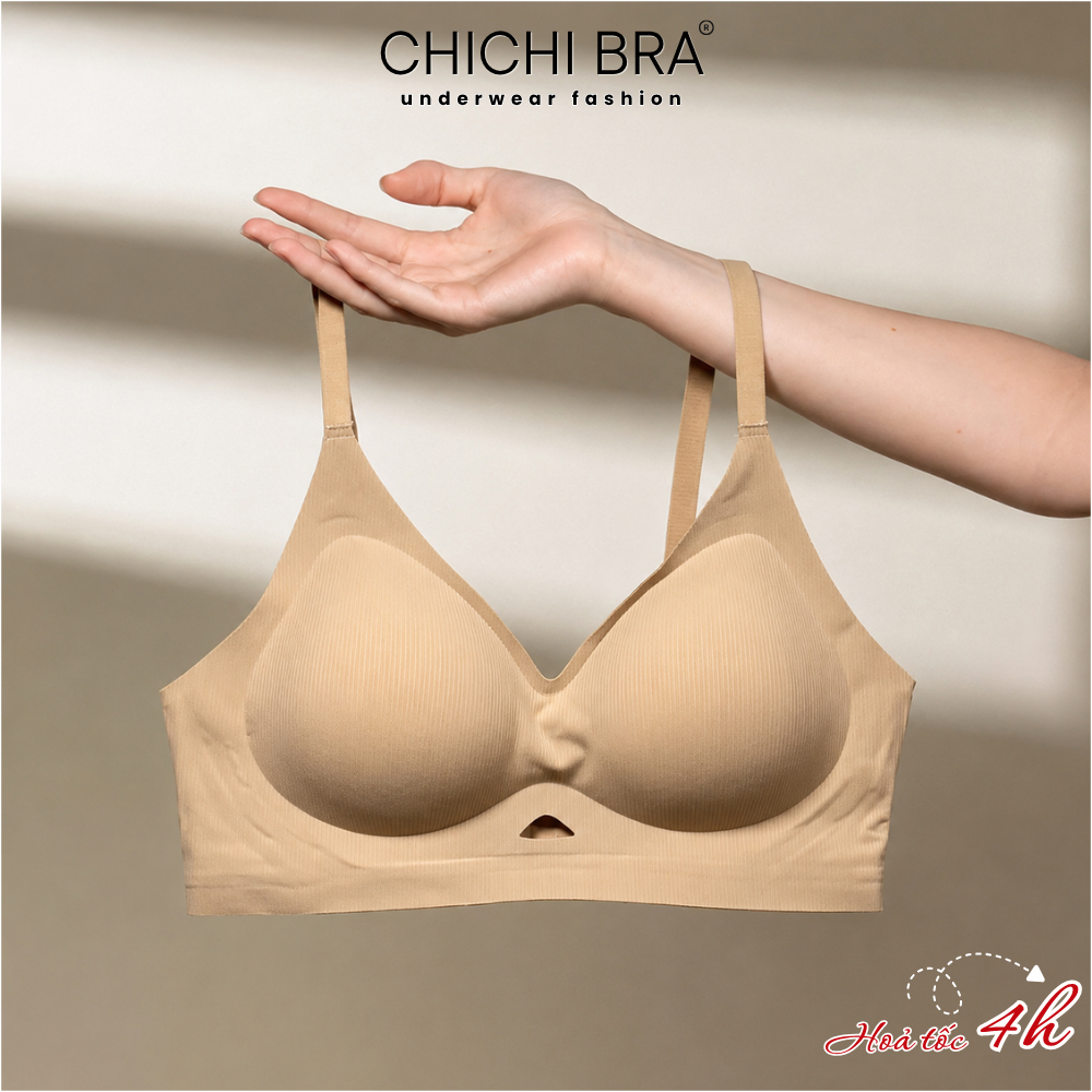 Áo Lót Áo Bra Nữ Chất Su Mỏng Không Gọng Mút Giọt Nước Dày 3CM Thoáng Khí Không Lộ Viền ChiChi Bra 048