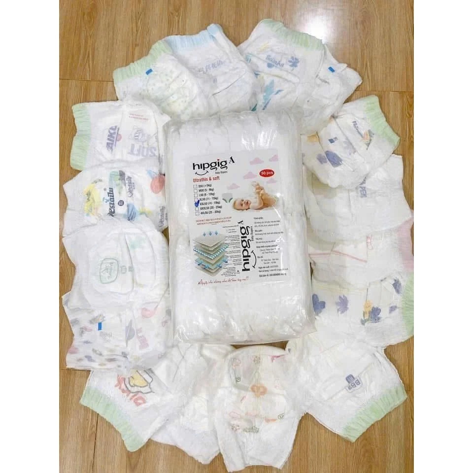 Bỉm quần trẻ em 100 miếng phiên bản nâng cấp, bao bì xịn, đủ các size S/M/L/XL/2XL/3XL, Tã bỉm em bé Hipgig