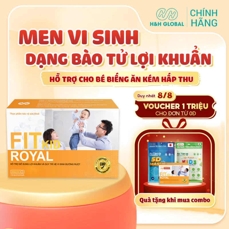 Combo Men Vi Sinh FIT KID ROYAL Bổ Sung Bào Tử Lợi Khuẩn Cho Trẻ Biếng Ăn, Tiêu Hóa Kém (Hộp 20 Ống) — ảnh 1