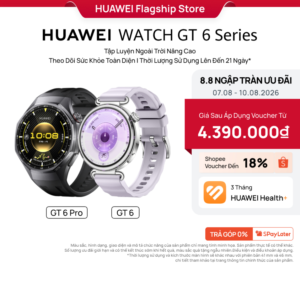 Đồng Hồ Thông Minh HUAWEI WATCH GT6 Series | Tập Luyện Nâng Cao | Theo Dõi Sức Khỏe Toàn Diện | Pin Đến 21 Ngày