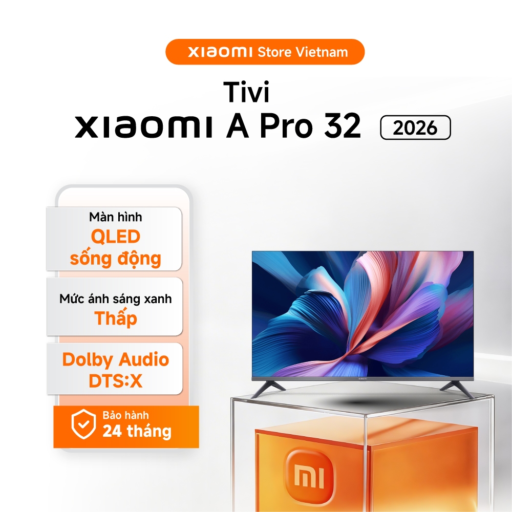 TV Xiaomi A 32 Pro 2026 Bề mặt kim loại bắt mắt với thiết kế khung viền siêu mỏng
