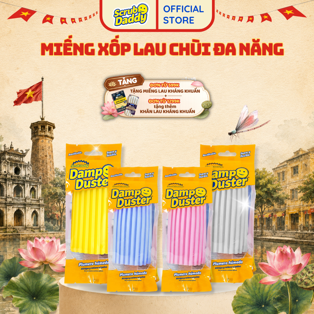 Miếng bọt biển lau bụi mọi ngóc ngách Damp Duster, miếng xốp lau chùi đa năng | BigBuy360 - bigbuy360.vn