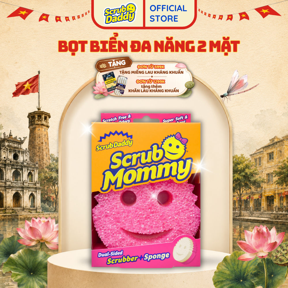 Miếng rửa chén bọt biển Scrub Mommy - 2 mặt đa năng - an toàn - chống mùi | BigBuy360 - bigbuy360.vn