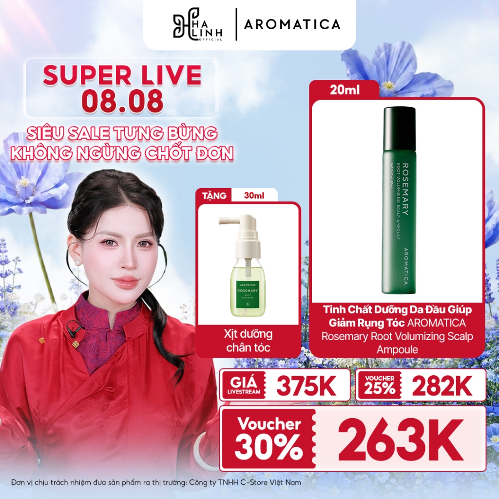 Tinh Chất Dưỡng Da Đầu AROMATICA Rosemary Root Volumizing Scalp Ampoule 20ml+ Xịt dưỡng 30ml