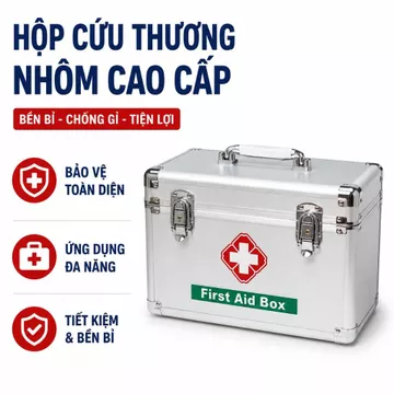 Hộp Cứu Thương Nhôm Cao Cấp - Hộp Đựng Thuốc Sơ Cấp Cứu Gia Đình, Văn Phòng, Ô Tô Chống Gỉ Bền Đẹp
