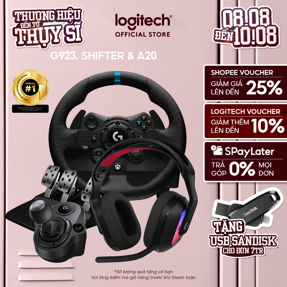 Combo vô lăng Logitech G923 và tai nghe Astro A20