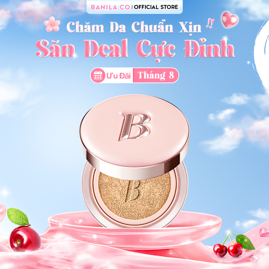 Phấn Nước Mỏng Mịn Trong Trẻo Banila Co Essence Skin Pink Cushion SPF50+ Pa+++ Cho Lớp Nền Căng Bóng 12G