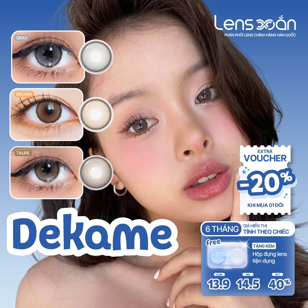 Kính áp tròng cận 6 tháng LENS XOẮN lens giãn tròng có viền trong veo sáng to mắt 14.5 Hàn Quốc ISHA DEKAME