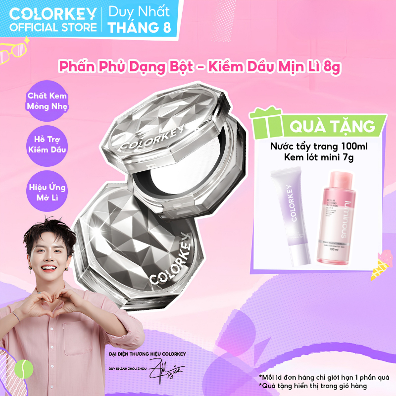 Phấn Phủ Bột Colorkey Kiềm Dầu 8g - Không Bị Flashback, Hạt Phấn Siêu Mịn, Mờ Lỗ Chân Lông, Lâu Trôi