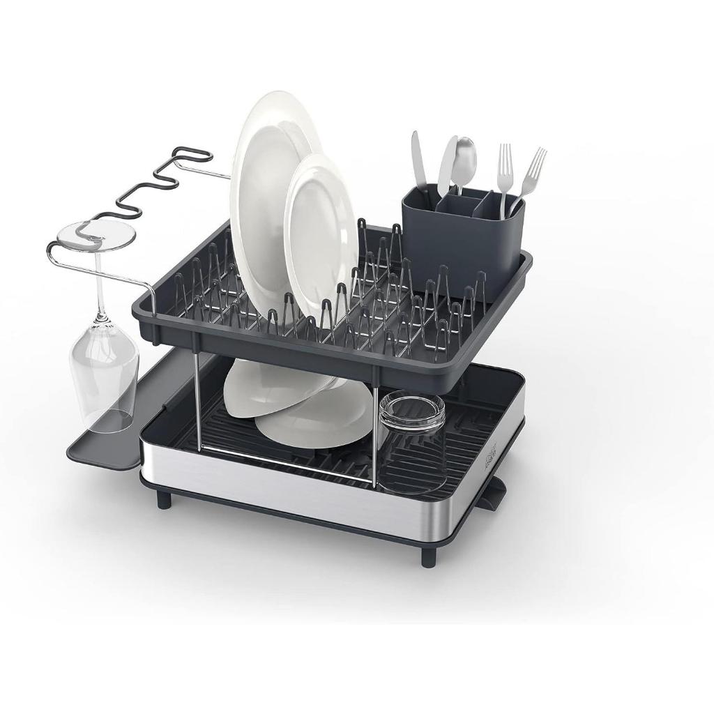 Kệ úp chén bát 2 tầng Joseph Joseph Excel Steel (Grey) 851647,Khay đựng bát đĩa tiện lợi có giá đỡ ly SNTKITCHEN 450215 | BigBuy360 - bigbuy360.vn