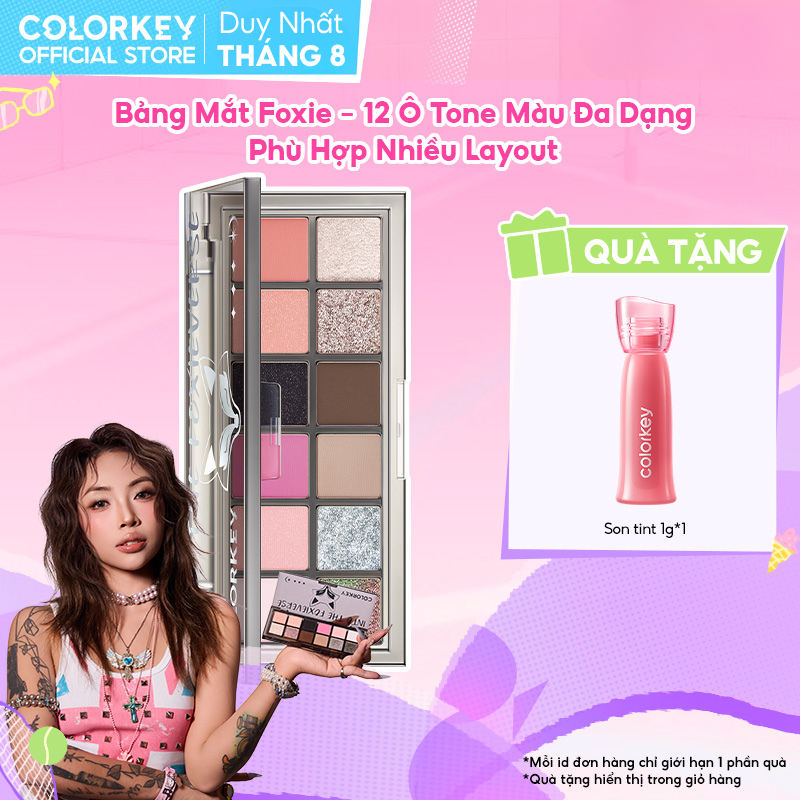 Bảng Phấn Mắt Colorkey Foxie Phiên Bản Đặc Biệt - 12 Ô Nhũ Lì, Màu Đậm Chuẩn, Bảng Màu Đa Dụng 14.2g