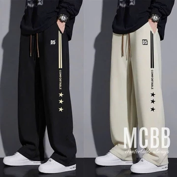 Mcbb quần ống suông nam 52-84 kg lưng cao phom rộng quần dài nam quần ống rộng nam quần tây đen bộ