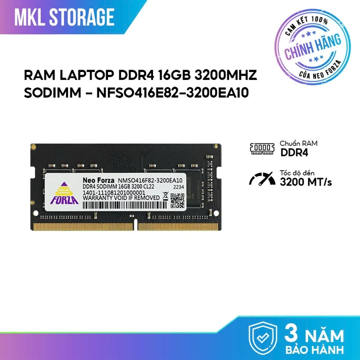 RAM 16GB - RAM Máy Tính Laptop NEO DRAM DDR4 16GB 3200Mhz SODIMM RAM PC Chính Hãng