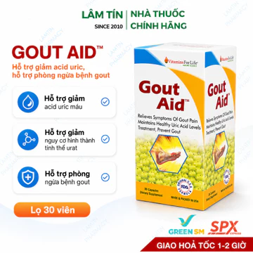 ✅(Chính Hãng) Gout Aid hỗ trợ giảm acid uric, phòng ngừa gout Vitamins For Life ( Lọ 30 viên )