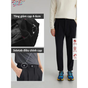 Quần âu nam sidetab cạp cao, Quần tây nam BIGSIZE 90kg,Quần Baggy ống suông rộng mặc đi học công sở đẹp Zenzetshop QTN5