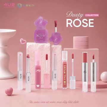 Son 4U2 Cosmetics Thái Lan Tone Dusty Rose Pantone Trendy, Son Môi Thuần Chay Màu Hồng Đất Thanh Lịch