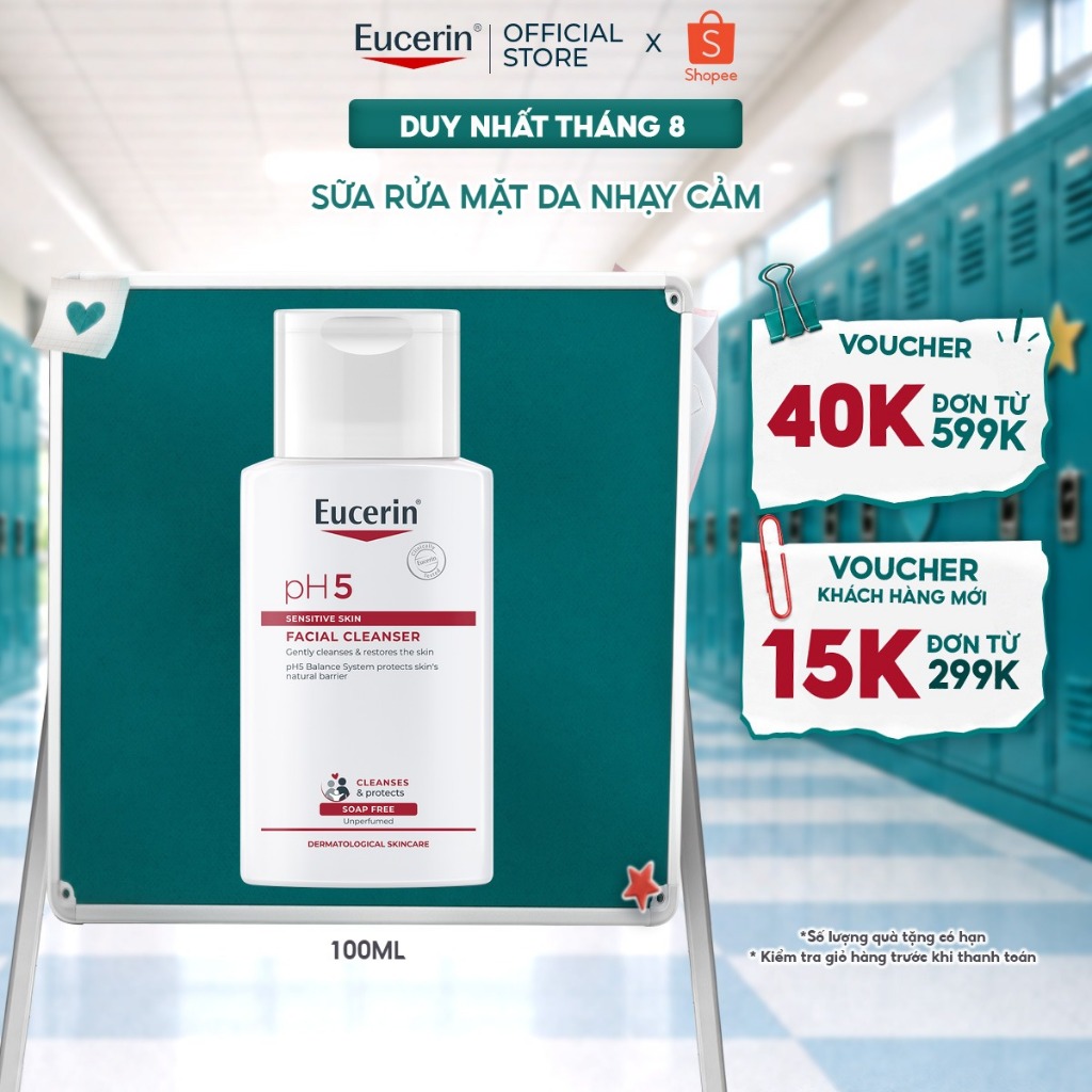 Sữa rửa mặt cho da nhạy cảm Eucerin Ph5 Facial Cleanser Sensitive Skin 100ml