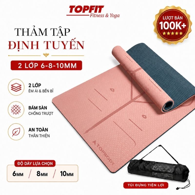Thảm Tập Yoga Định Tuyến Topbody Topfit TPE Chống Trượt