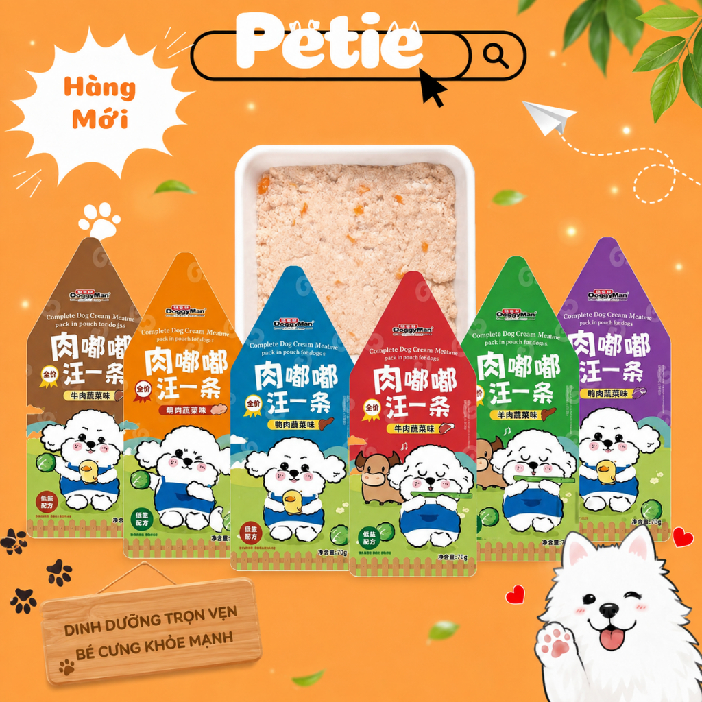 [COMBO 5 GÓI]Pate Sốt Kem Cho Chó DoggyMan Gói 70g - Bổ Sung Dinh Dưỡng, Hỗ Trợ Ăn Ngon Mỗi Ngày