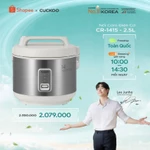 Nồi cơm điện Cuckoo 2,5 lít CR-1415/GWVNCV - Lòng nồi chống dính, thích hợp cho gia đình lớn và bếp ăn - Hàng chính hãng — ảnh 1