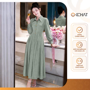 Đầm Nữ 𝐂𝐂𝐇𝐀𝐓 Dáng Xòe Tay Lỡ Celina Chiết Ly Eo Chất Liệu Tuytsi Cao Cấp 26VDS2035XT