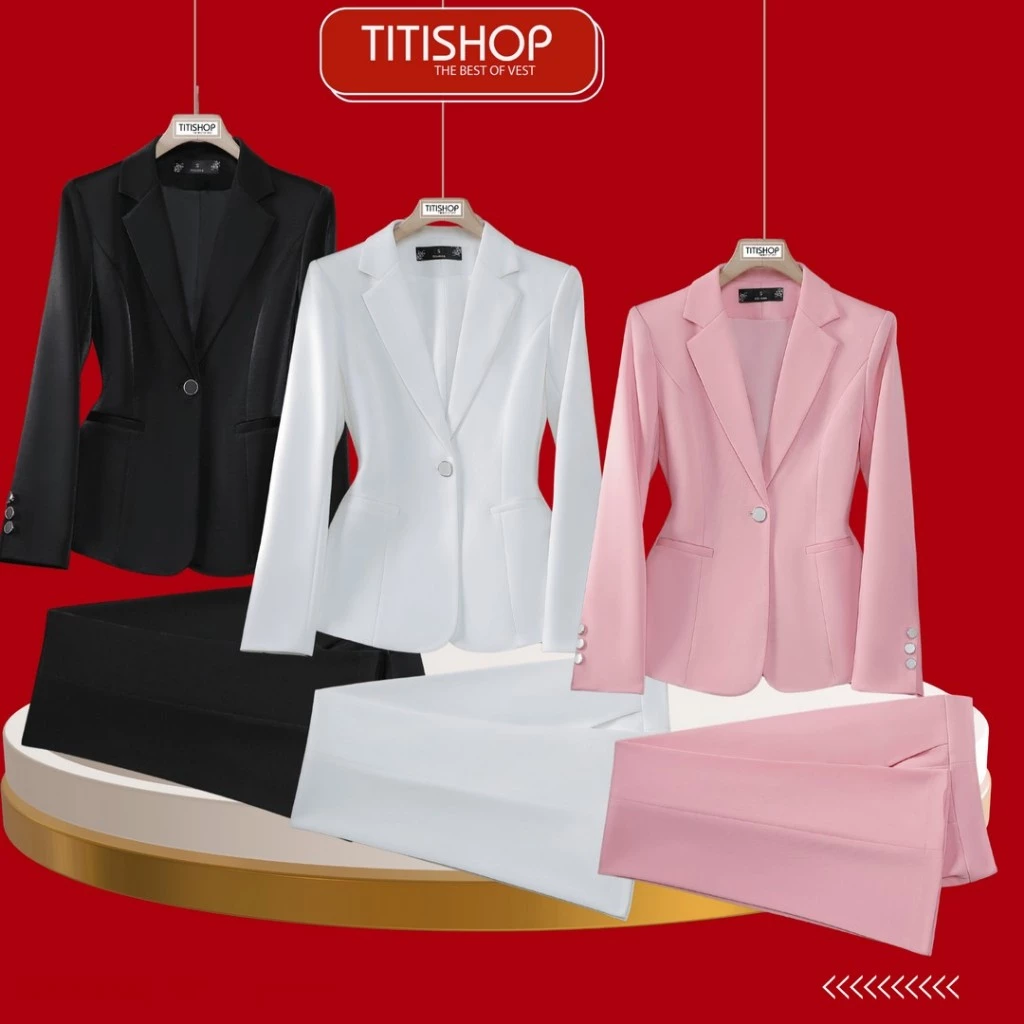 ( Đặt Nhanh ) Áo Blazer Nữ,Áo Vest Nữ , Bộ Blazer Nữ TITISHOP,Suit Nữ Công Sở,Bộ Vest Nữ Công Sở ACC 1886 110