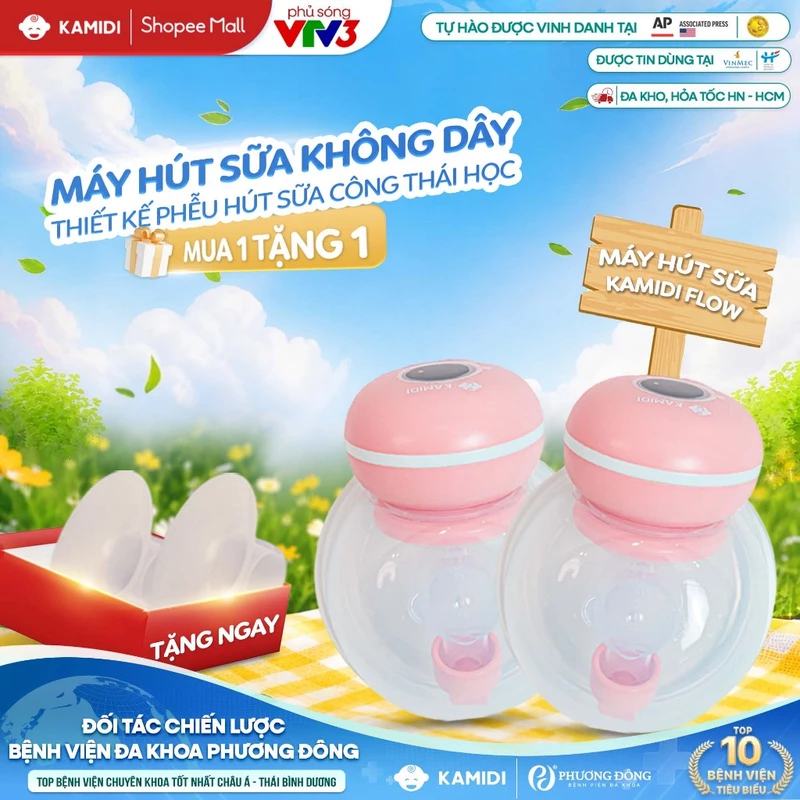 Máy Hút Sữa Không Dây Kamidi Flow 2in1 Máy Hút Sữa Rảnh Tay Công Nghệ Mới Hút Nhẹ Nhàng Êm Ái — ảnh 1