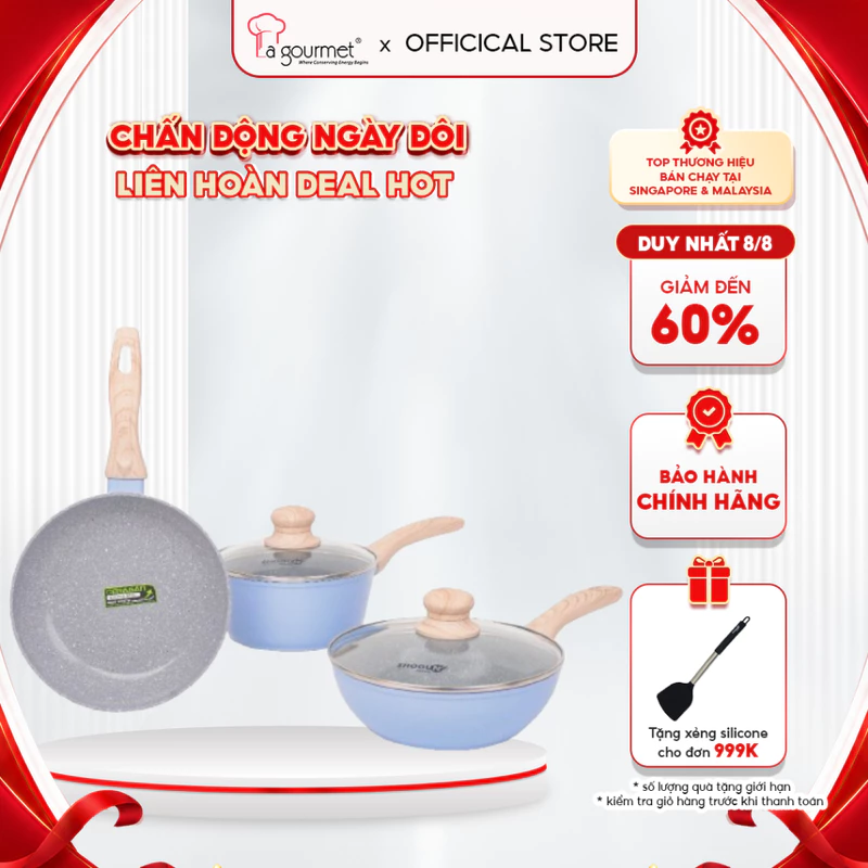 Bộ nồi chảo chống dính Ceramic đáy 6 lớp ăn dặm cho bé La gourmet Baby set - sử dụng được tất cả loại bếp - 417886 — ảnh 1