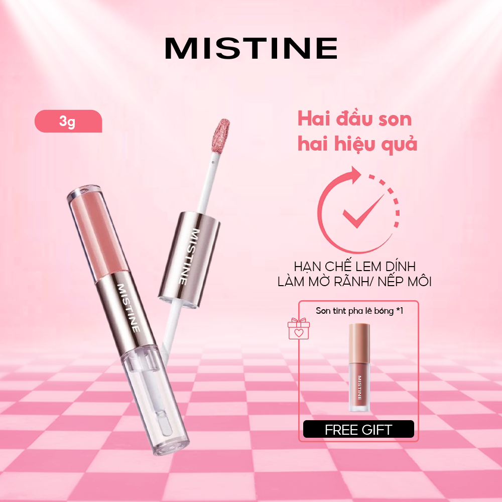 MISTINE Hai kiểu trang điểm môi Mềm mịn mỏng nhẹ Khóa màu bền lâu Không dễ dính cốc 3g