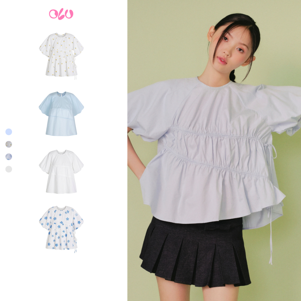 Áo OLV kiểu nữ suông tay bồng Babydoll Puff Sleeve Shirt nhiều màu dễ thương trẻ trung