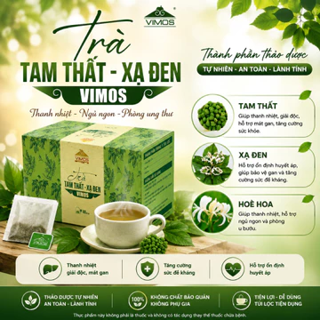Trà Tam Thất Xạ Đen Vimos - Giải Độc Thanh Nhiệt, Bổ Máu Hoạt Huyết, Tăng Đề Kháng, Ngủ Ngon