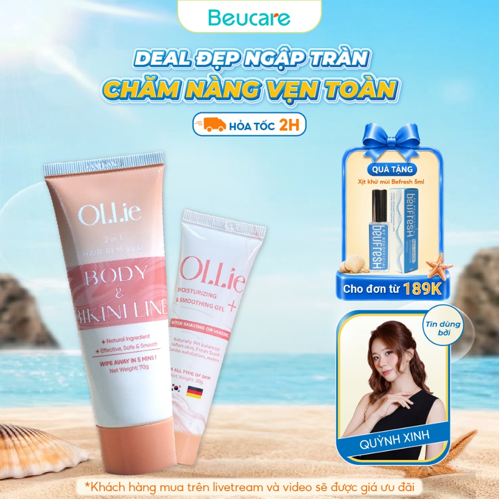 Combo kem tẩy lông và kem dưỡng Ollie tẩy vùng kín, nách, tay, chân , an toàn không đau rát,dưỡng da phù hợp mọi loại da