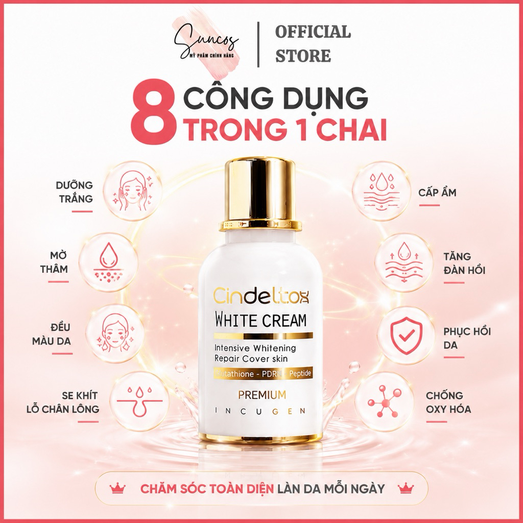 Cindel Tox White Cream Kem Dưỡng Trắng 50ml Hàn Quốc Dưỡng Ẩm Đều Màu Da - Suncos
