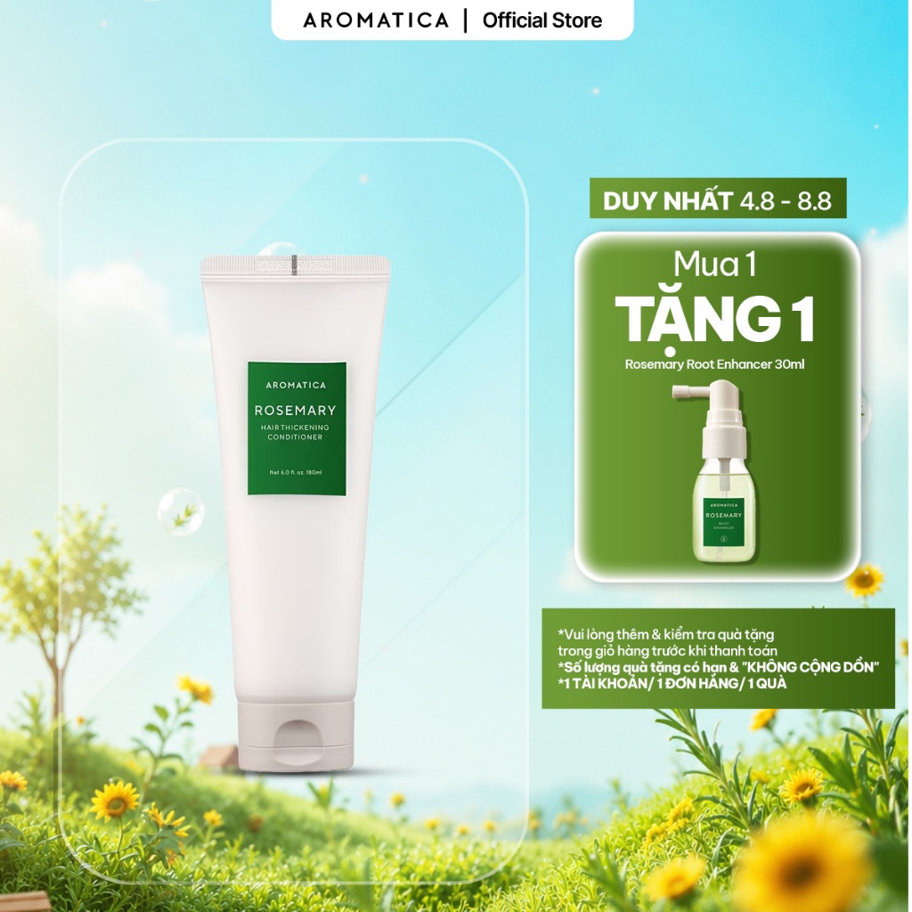 Dầu Xả Ngăn Rụng Tóc AROMATICA Rosemary Hair Thickening Conditioner 180ml