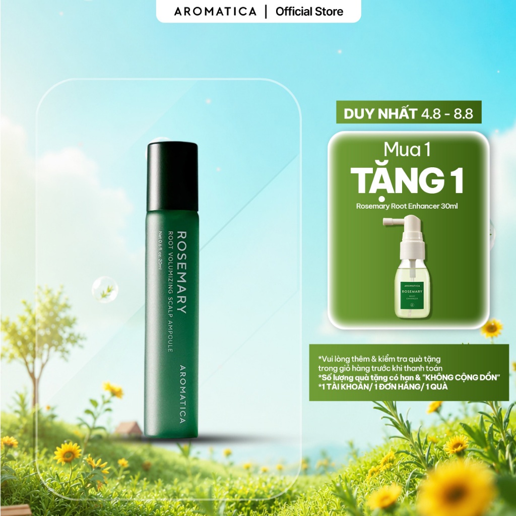 Tinh Chất Dưỡng Da Đầu Giúp Giảm Rụng Tóc AROMATICA Rosemary Root Volumizing Scalp Ampoule 20ml